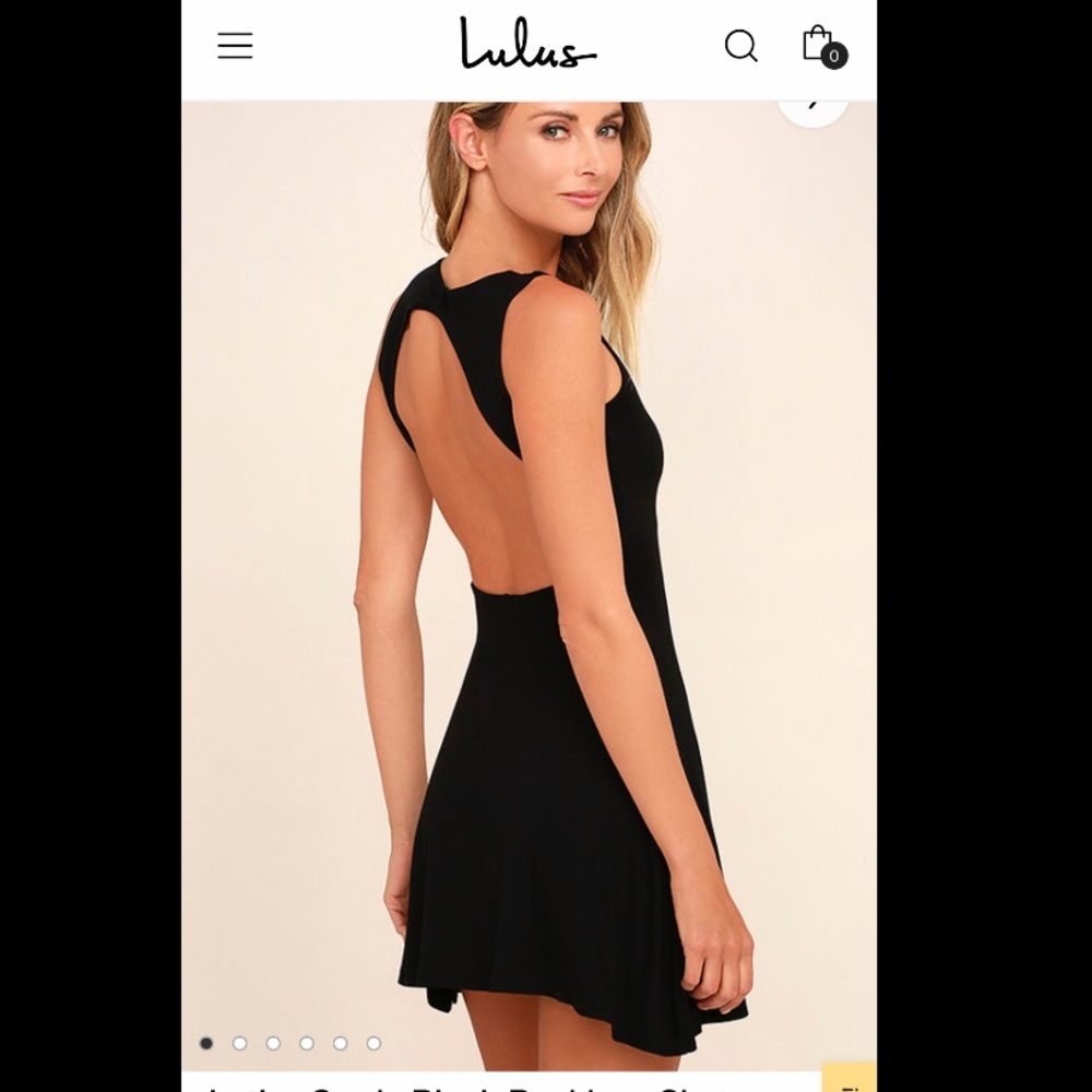 Lulu’s black backless skater dress